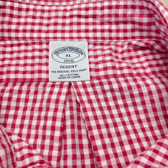 Brooks Brothers Regent Short Sleeve Green Gingham Check Seersucker Shirt Mens XL - Picture 9 of 9